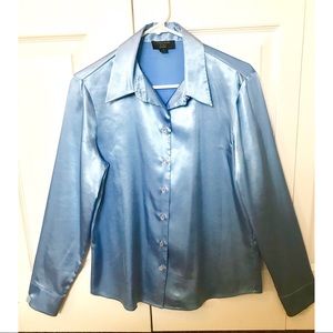 Tahari A.S.L Options Light Blue Button down shirt